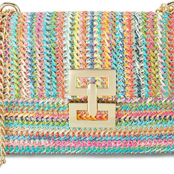 Straw Clutch, Straw Clutch Women Hand-woven for Summer Beach Envelope Clutch Pur